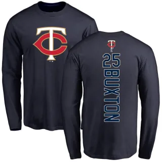 Men's Minnesota Twins Byron Buxton Navy Backer Long Sleeve T-Shirt