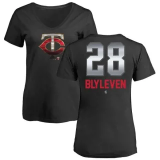 Women's Minnesota Twins Bert Blyleven Black Midnight Mascot V-Neck T-Shirt