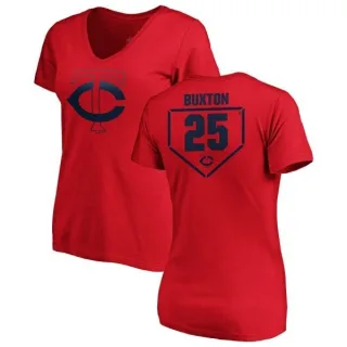Women's Minnesota Twins Byron Buxton Red RBI Slim Fit V-Neck T-Shirt