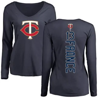 Women's Minnesota Twins Ty France Navy Backer Slim Fit Long Sleeve T-Shirt