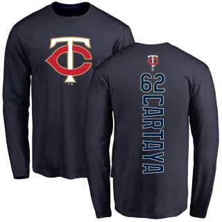 Youth Minnesota Twins Diego Cartaya Navy Backer Long Sleeve T-Shirt